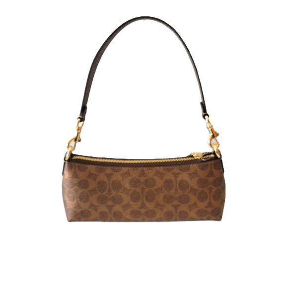 Coach CCL40 Metallic Signature Charlotte Shoulder Handbag Bag Brown Copper - Picture 4 of 7